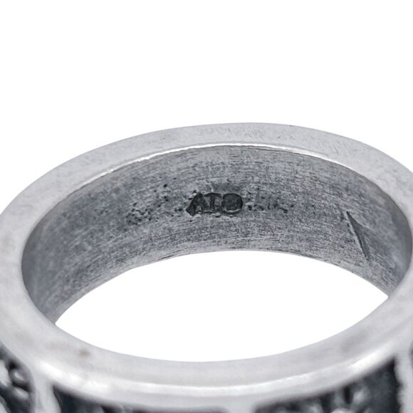 Vintage Sterling Silver 925 Oxidized Sunburst Design Band Ring Size 7.25 - Picture 5 of 9